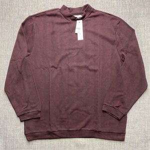 Topman Banded Neck Sweater Men's Size Large Wine Red Herringbone